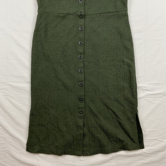 Madewell Texture and Thread Green Button Front Midi Dress Womens Small Casual - Picture 3 of 9